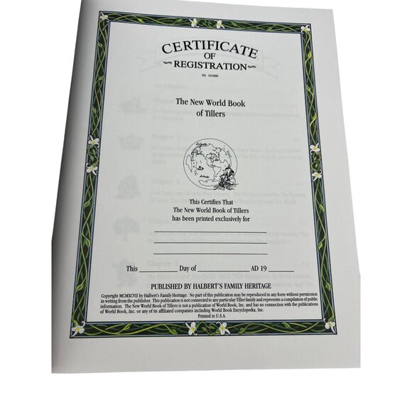 The New World Book Of Tillers Halberts Family Heritage Genealogy Paperback Book - Picture 2 of 8